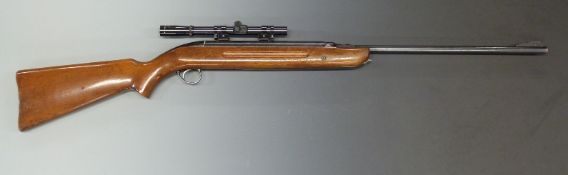 BSA Airsporter .22 air rifle with semi-pistol grip and Webley 4x15 scope, serial number GD34910.
