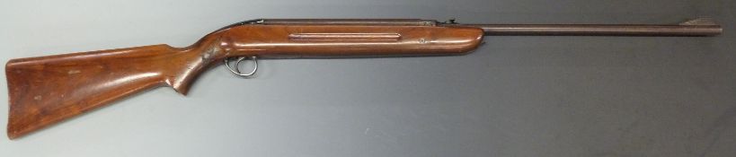 BSA Airsporter .22 air rifle with semi-pistol grip and pop-up sights, serial number GC1708.