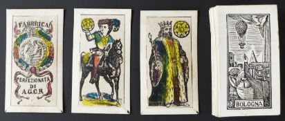 Fabbrica Perfezionata di A.G.D.R., Bologna, italy playing cards. Romagnole single figure pattern.