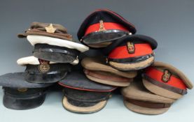 A small collection of military caps/hats, mainly Army