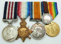 British Army WWI Battle of Loos Military Medal named to 15347 Pte S F Hancock, Glosters/