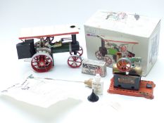 Mamod live steam tractor in original box together with a Mamod stationary live steam engine
