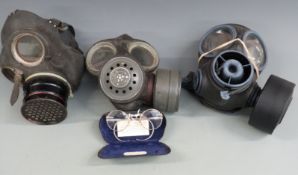 British Army three respirators / gas masks 1944, 1953 and 1988