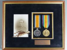 British Army WWI medals comprising War Medal and Victory Medal named to 32566 Pte E Atkins