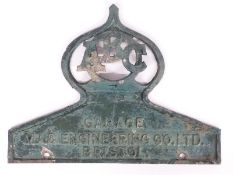 M.A.C. Engineering Co. Ltd Bristol ABC Garage vintage cast aluminium sign 27 x 36cm