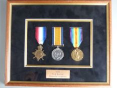 British Army WWI medals comprising 1914/15 Star, War Medal and Victory Medal, named to Pte C