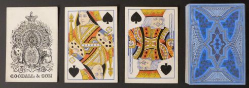 Goodall  & Son, London playing cards. Standard double ended courts, unturned, no indices. Blue and