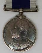 Royal Navy Edward VII Long Service and Good Conduct Medal named to 138513 John Rowe, HM Coast Guard