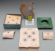 Three metal air rifle/ pistol targets/pellet catchers including one knock down in the form of a