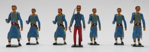 Seven CBG Mignot diecast model Arabic soldiers.