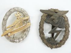 Germany WWII Air Force / Army parachutist's badge and a Ground Combat badge, one impressed MUK.5