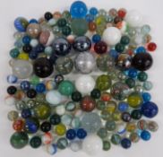 Over 750 glass marbles all with coloured or multi-coloured centres