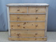 Victorian pine chest of two over three graduated drawers. W121 x D53 x H110cm