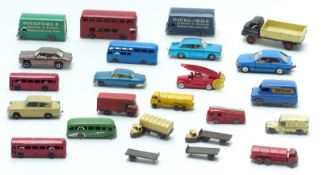 Twenty-two Matchbox Lesney 1-75 series diecast model vehicles including ambulance buses, lorries etc