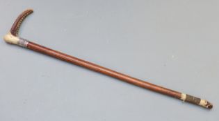 Hallmarked silver mounted Swaine & Adeney riding crop with deer horn handle