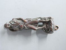 A bronze door knocker in the form of Admiral Lord Nelson, circa 1905, height 10cm