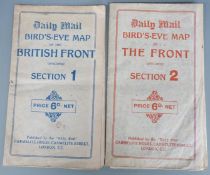 WWI Daily Mail bird's eye map of the British front, sections 1 and 2