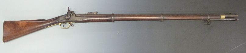 London Armoury Company Enfield three band percussion hammer action rifle with lock stamped with