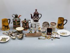 Minature Bargeware collectables, Wade, costume jewellery etc