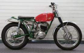 1969 Cotton 37A lightweight 250cc trial motorcycle with green painted frame, fully restored by the
