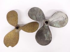 Two bronze ship or boat propellors, one marked 16 Hyde 11 RH