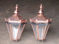 Pair of copper outdoor lamps