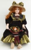 Adele Puppenhaus RF Collection bisque headed doll with closed mouth, brown eyes, red hair and