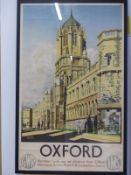 GWR and LMS Oxford railway poster by Ernest Coffin, 101 x 63cm
