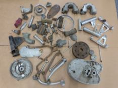 A quantity of BSA C15 and other motorcycle parts to include rockers, Royal Enfield brakes etc