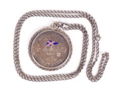 Royal Motor Yacht Club 1938 silver medallion set with an enamel flag