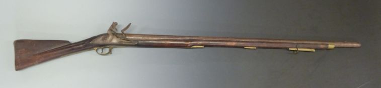 Henry Nock of London Monmouthshire Regiment flintlock hammer action musket with named lock, brass