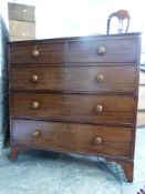 Victorian mahogany chest of two over three graduated drawers raised on bracket feet. W115 x D52 x