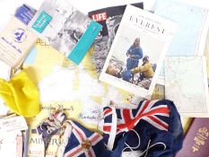 Vintage charts, ensign, vintage luggage labels, flags, cruise line map etc