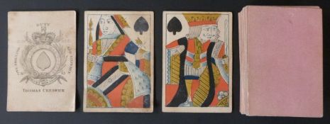 Thomas Creswick, England playing cards.  Garter ace. GIV, No. 15. Full length standard courts. Plain
