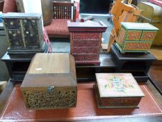 Five Eastern boxes/ miniature drawers