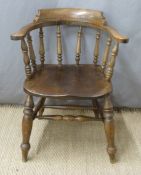 19thc elm seated elbow or captains chair