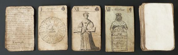 Possibly Newman, England Fortune Telling playing cards. Black and white engraved cards. First