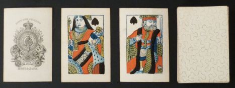 Hunt & Sons, England. Small format cards. ‘Patience’ Old Frizzle ace. Standard full length courts.