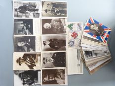 A small collection of WWI / WWII postcards including Churchill, Guards chapel etc