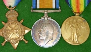 Royal Navy WWI medals comprising 1914/1915 Star, War Medal and Victory Medal, named to 4445 W
