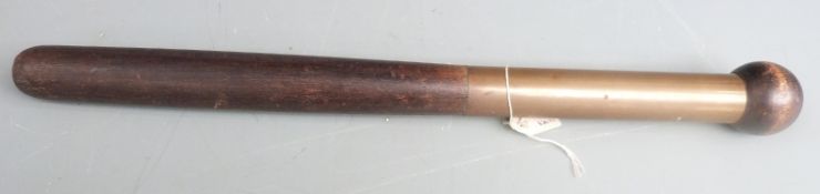 Victorian brass and wood truncheon, 38cm