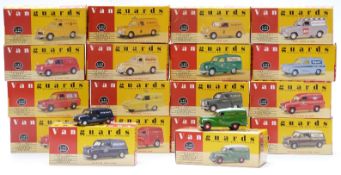 Eighteen Vanguards Classic Commercial Vehicles 1:43 scale diecast model vans, all in original boxes.