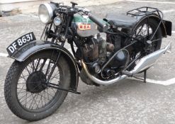 1929 BSA 500cc OHV sloper S30-13 motorcycle DF 8631, a 1930 model but first registered in Gloucester