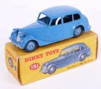 Dinky Toys diecast model Triumph 1800 Saloon with blue body and hubs 151, in original box.
