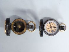 Two prismatic compasses, one by Short & Mason Ltd London, no 1008 dated 1903, the other by Dolland