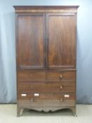 Victorian mahogany housekeepers cupboard with four sliding shelves above four straight drawers