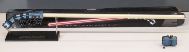 Hasbro Signature Series Star Wars Asajj Ventress Force FX lightsaber, on display stand in original