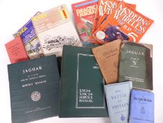 Four Jaguar car manuals comprising XK150, 3.4 & 3.8 S models, 3.8 E Type and XJS together with