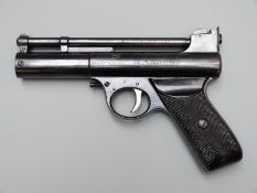 Webley Mark I .22 air pistol with named and chequered grips, serial number 490