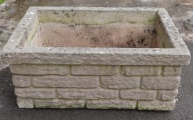 Pair of reconstituted stone garden planters. W71 x D53 x H29cm